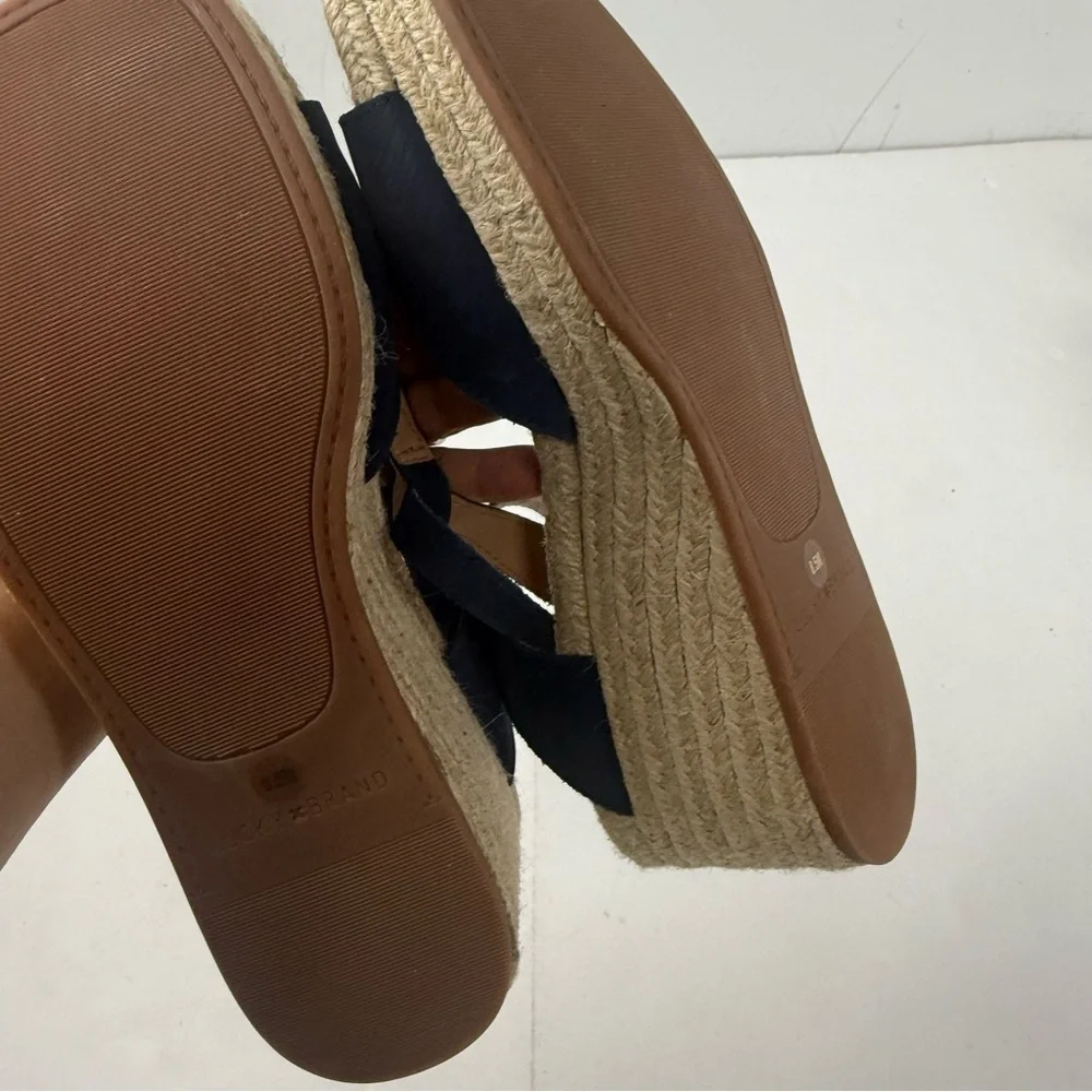 Lucky Brand Womens 8.5 Valki Espadrille Wedge Sandal Navy Blue Suede